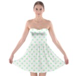 Polka Dots - Mint Green on White Strapless Bra Top Dress