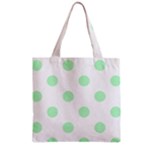 Polka Dots - Mint Green on White Zipper Grocery Tote Bag