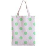 Polka Dots - Mint Green on White Zipper Classic Tote Bag