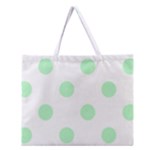 Polka Dots - Mint Green on White Zipper Large Tote Bag