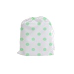 Polka Dots - Mint Green on White Drawstring Pouch (M)