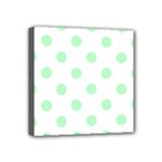 Polka Dots - Mint Green on White Mini Canvas 4  x 4  (Stretched)