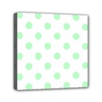 Polka Dots - Mint Green on White Mini Canvas 6  x 6  (Stretched)