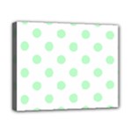 Polka Dots - Mint Green on White Canvas 10  x 8  (Stretched)