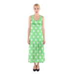 Polka Dots - White on Light Green Full Print Maxi Dress