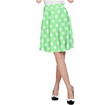 Polka Dots - White on Light Green A-Line Skirt