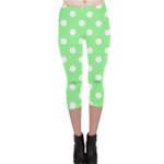 Polka Dots - White on Light Green Capri Leggings