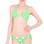 Polka Dots - White on Light Green Bikini Set