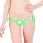 Polka Dots - White on Light Green Bikini Bottom