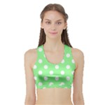 Polka Dots - White on Light Green Women s Sports Bra with Border