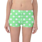 Polka Dots - White on Light Green Reversible Boyleg Bikini Bottoms