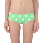 Polka Dots - White on Light Green Classic Bikini Bottoms