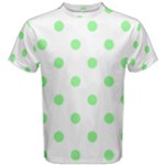 Polka Dots - Light Green on White Men s Cotton Tee