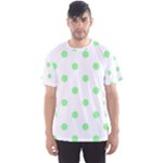 Polka Dots - Light Green on White Men s Sport Mesh Tee