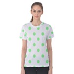 Polka Dots - Light Green on White Women s Cotton Tee