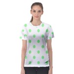 Polka Dots - Light Green on White Women s Sport Mesh Tee