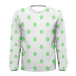 Polka Dots - Light Green on White Men s Long Sleeve T-shirt