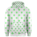 Polka Dots - Light Green on White Men s Zipper Hoodie