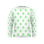 Polka Dots - Light Green on White Kid s Sweatshirt