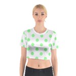 Polka Dots - Light Green on White Cotton Crop Top