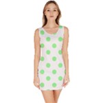 Polka Dots - Light Green on White Bodycon Dress