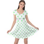 Polka Dots - Light Green on White Cap Sleeve Dress