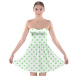 Polka Dots - Light Green on White Strapless Bra Top Dress