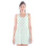 Polka Dots - Light Green on White Scoop Neck Skater Dress