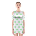 Polka Dots - Light Green on White Women s Cutout Shoulder Dress