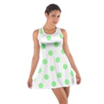 Polka Dots - Light Green on White Cotton Racerback Dress