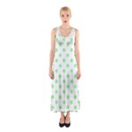 Polka Dots - Light Green on White Full Print Maxi Dress