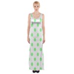 Polka Dots - Light Green on White Maxi Thigh Split Dress