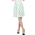 Polka Dots - Light Green on White A-Line Skirt