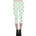 Polka Dots - Light Green on White Capri Leggings