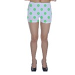 Polka Dots - Light Green on White Skinny Shorts