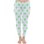 Polka Dots - Light Green on White Winter Leggings