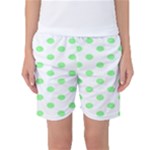 Polka Dots - Light Green on White Women s Basketball Shorts