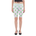 Polka Dots - Light Green on White Yoga Cropped Leggings