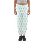 Polka Dots - Light Green on White Women s Jogger Sweatpants