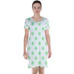 Polka Dots - Light Green on White Short Sleeve Nightdress