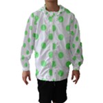 Polka Dots - Light Green on White Hooded Wind Breaker (Kids)