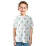 Polka Dots - Celadon Green on White Kid s Sport Mesh Tee