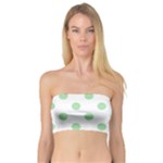 Polka Dots - Celadon Green on White Bandeau Top