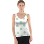 Polka Dots - Celadon Green on White Tank Top