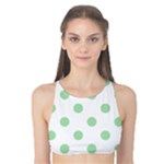 Polka Dots - Celadon Green on White Tank Bikini Top