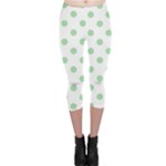 Polka Dots - Celadon Green on White Capri Leggings