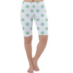 Polka Dots - Celadon Green on White Cropped Leggings