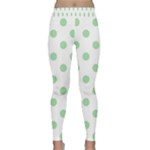 Polka Dots - Celadon Green on White Yoga Leggings