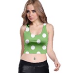 Polka Dots - White on Dollar Bill Green Racer Back Crop Top