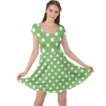 Polka Dots - White on Dollar Bill Green Cap Sleeve Dress